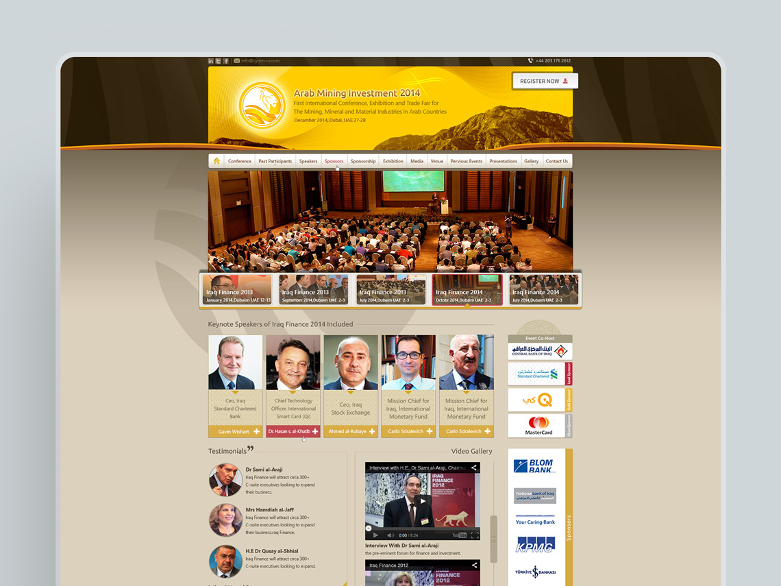 طراحی گرافیک وب، طراحی رابط کاربری و تجربی وب سایت کنفرانس بین المللی معادن با حضور کشورهای حوزه خلیج فارس 